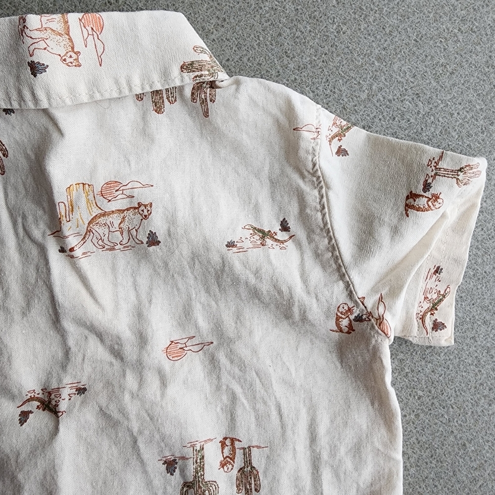 Lot of 2 toddler short sleeve button down shirts, 12-18m - Picture 3 of 5